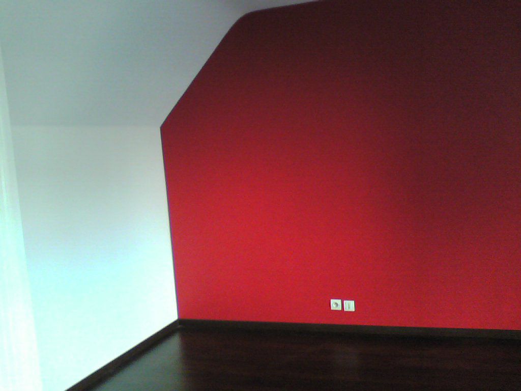 Le parquet foncé renforce la couleur des murs et s'harmonise bien ensemble
